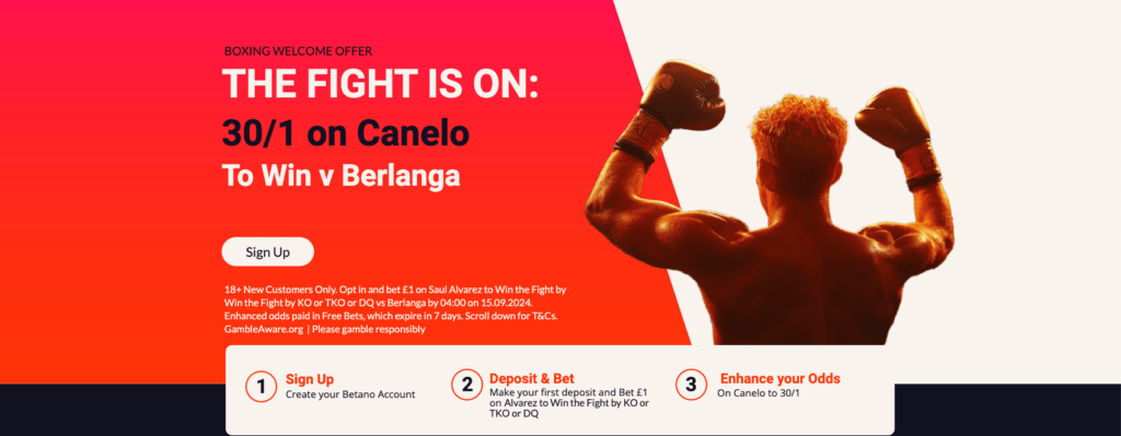 Betano Sign-Up offer: Get 30/1 On Canelo To Win vs